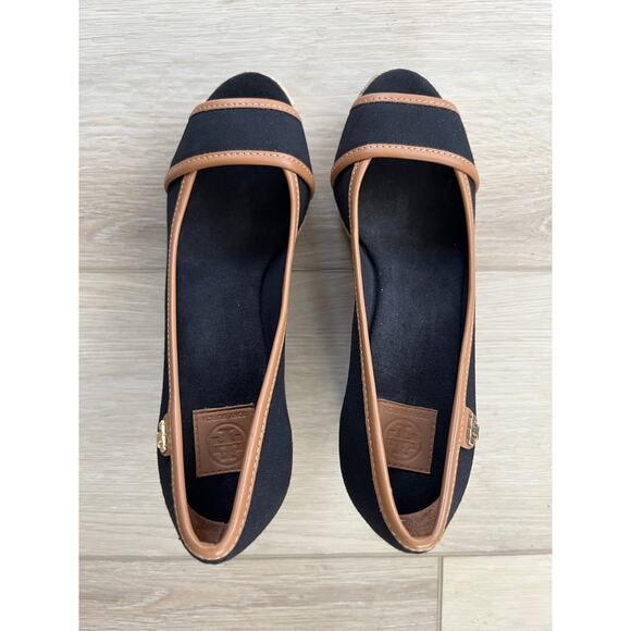 Tory Burch Majorca Black Canvas Wedge Espadrille Heels Women Size EU 35.5/US 5.5 - Picture 4 of 9